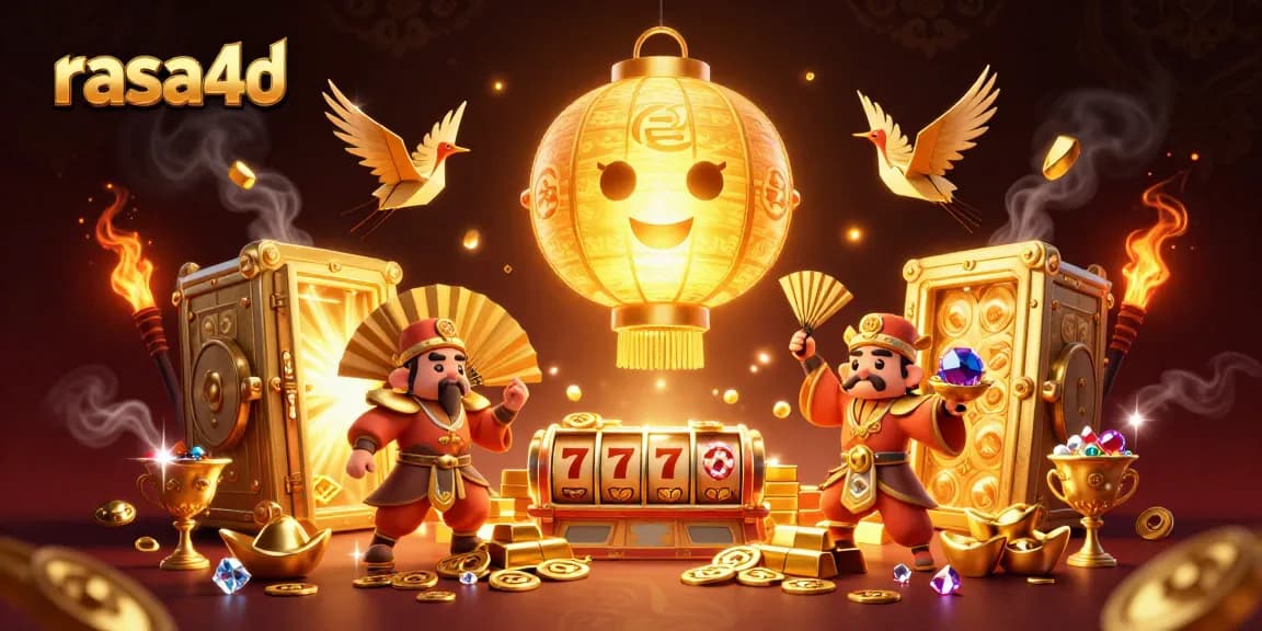 Experience the magic of rasa4d casino with glowing lanterns and treasures in a vibrant night market scene.