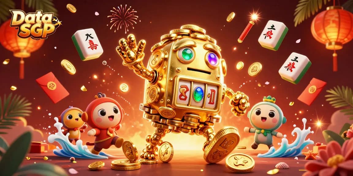 Spin winning reels with Data SGP in an energetic 3D casino scene featuring gold coins and vibrant elements.