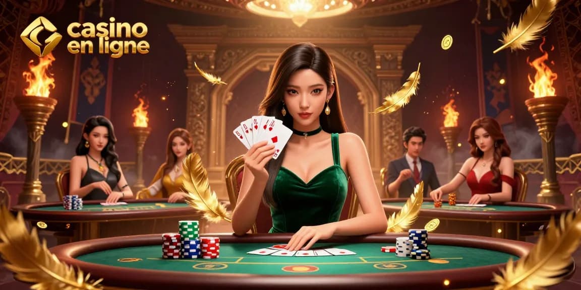 Découvrez une action de casino en ligne palpitante avec une illustration époustouflante d'un joueur concentré à une table de poker.