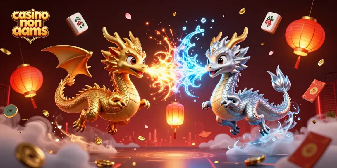 Interagisci con i casinò non AAMS attraverso un'illustrazione 3D vivace di draghi e elementi del casinò.