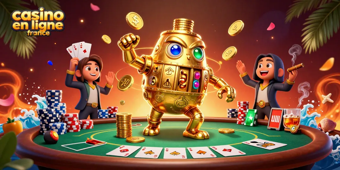 Jouez au casino en ligne France avec un golem en or et des éléments de poker captivants.