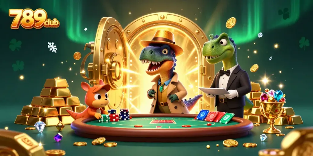 Experience thrilling gameplay at 789club with playful characters and vibrant casino elements.