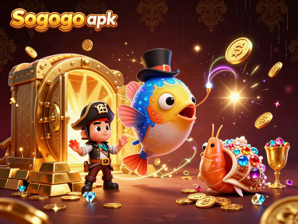 Sogogo apk rewards players with golden treasures and gems in a vibrant underwater casino theme.