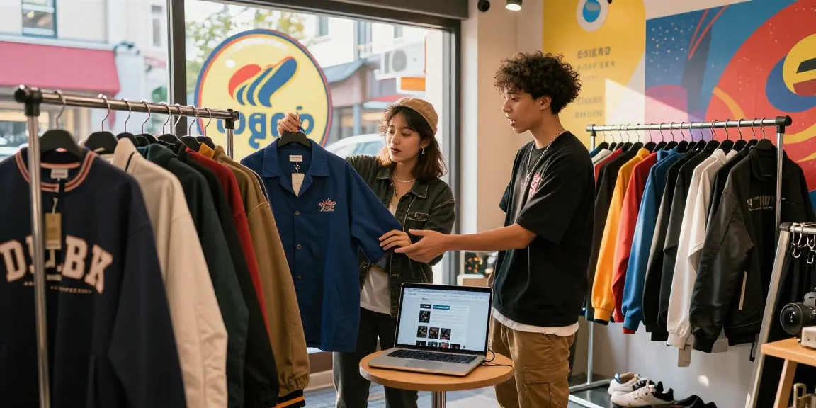 制服買取ラミパスの口コミを参考に若者が買取店で販売する制服を確認しているシーン