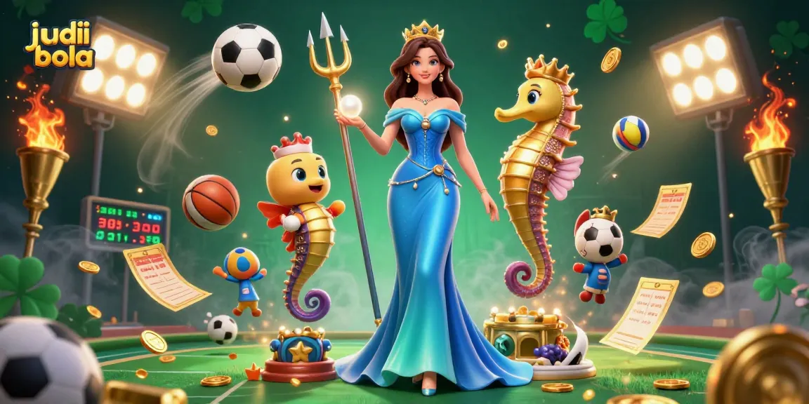 Engage in judi bola action with vibrant 3D illustration showcasing dynamic sports betting elements.
