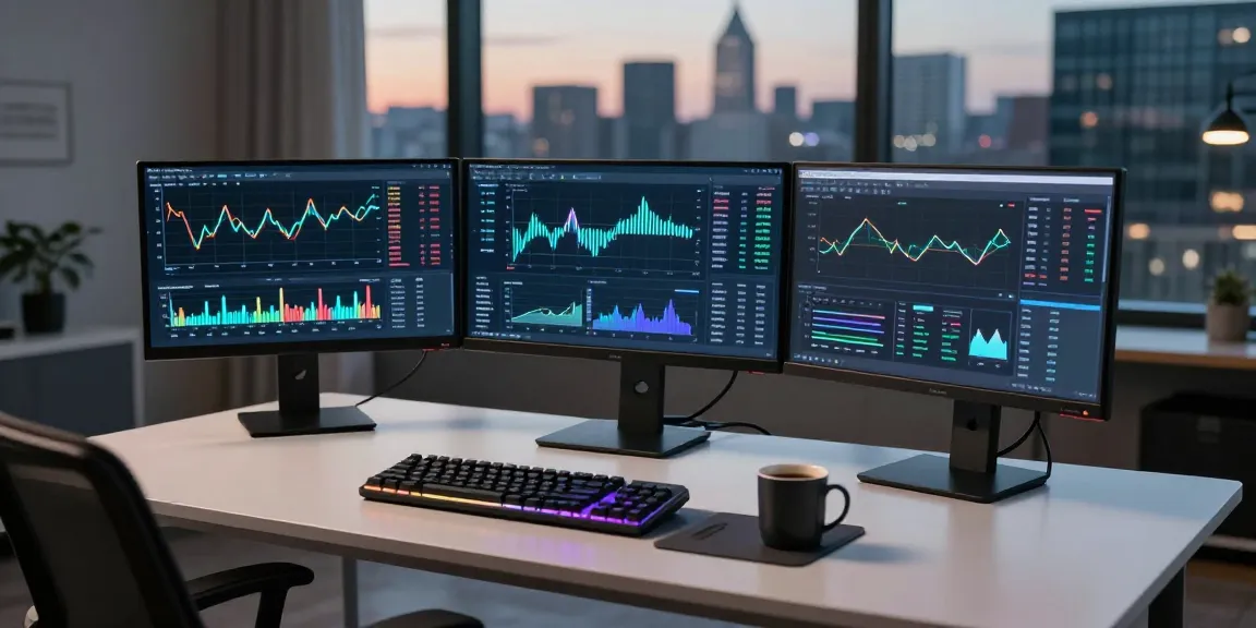 Preuve blockchain dans un environnement de trading crypto avec des écrans affichant des graphiques Bitcoin.