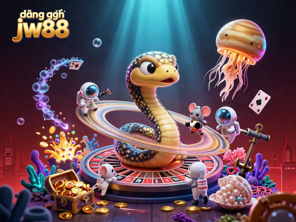 Bet and win with đăng ký jw88 in this vibrant, immersive casino-themed 3D illustration.
