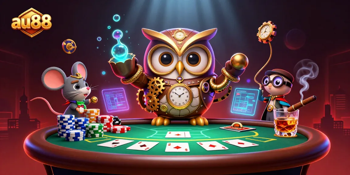 Experience thrilling poker action with au88 in this vibrant steampunk casino scene.