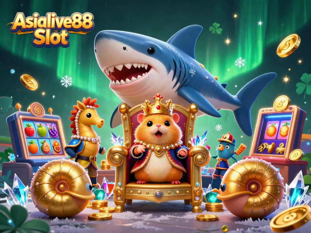 Experience thrilling Asialive88 Slot action with a majestic hamster king and royal gaming elements.