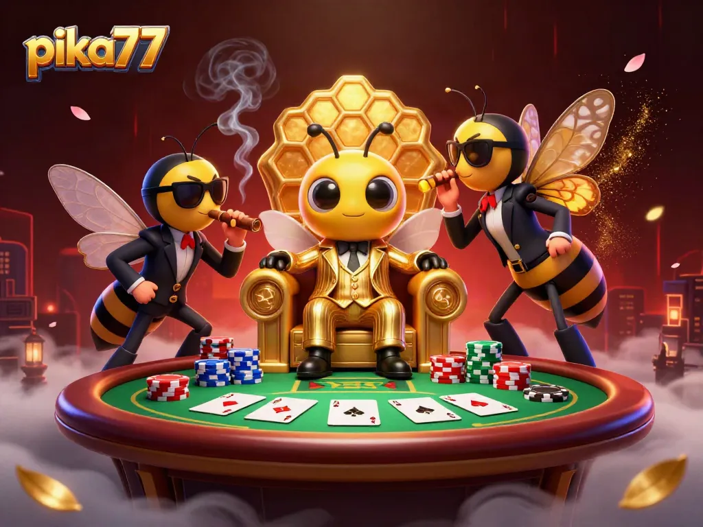Experience thrilling stakes with PIKA77 as you engage in high-stakes poker surrounded by high-energy characters.