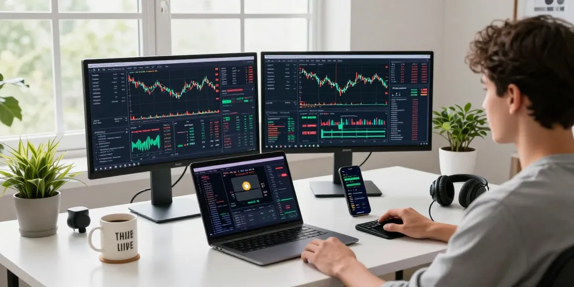 Engaging cryptocurrency trading scene showcasing kecak4d strategies in a modern home office with advanced tech setups.