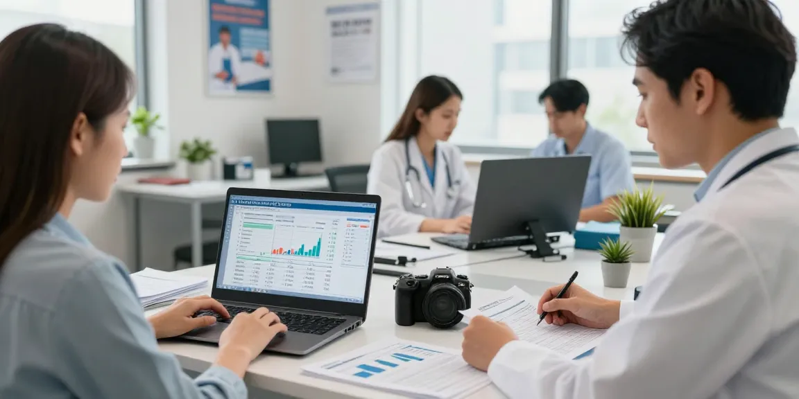 Sovereign Revenue enhances healthcare billing processes with detailed financial analysis in a collaborative medical office.