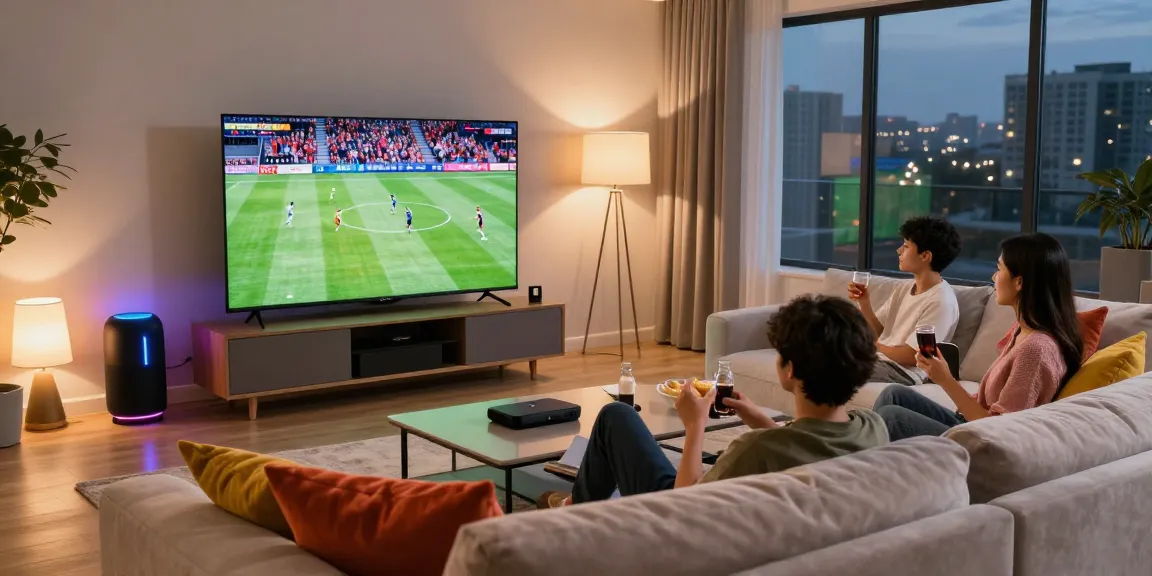 Best IPTV Ireland family enjoying sports streaming in a cozy living room.