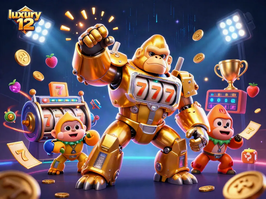 Menangkan jackpot di luxury 12 dengan gorila emas unik dan elemen kasino menarik.
