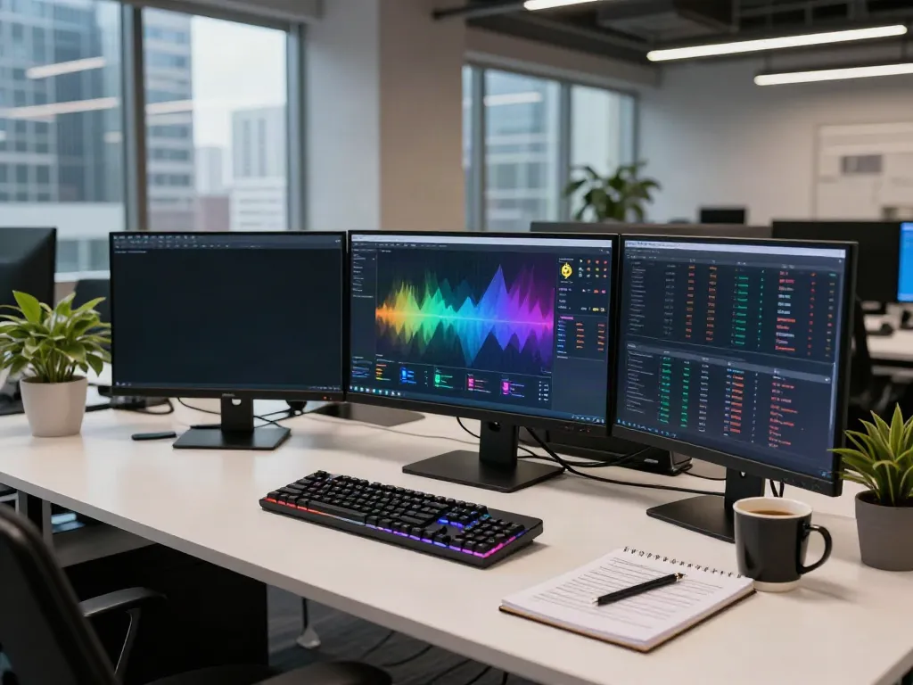 Dynamic trading workspace illustrating options data API with real-time cryptocurrency analytics, showcasing innovation and security in finance.