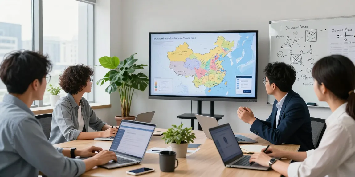 Team discussing solutions for telegram china not working in a modern office setting.