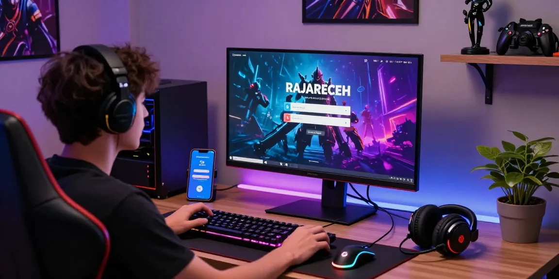 Proses login RAJARECEH oleh pengguna di platform permainan online dengan perangkat gaming lengkap