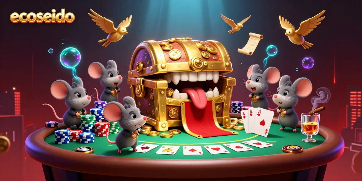 Play exciting casino games and join the adventure with ecoseido's treasure chest illustration.