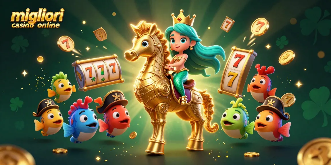Vinci alla grande nei migliori casino online con una vivace scena di gioco sottomarina fantasy.