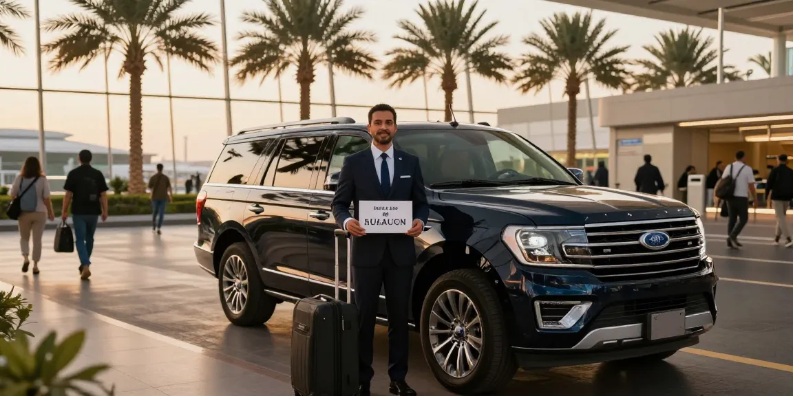 Experience luxury airport pickup in Dubai with a chauffeur and Ford Expedition.