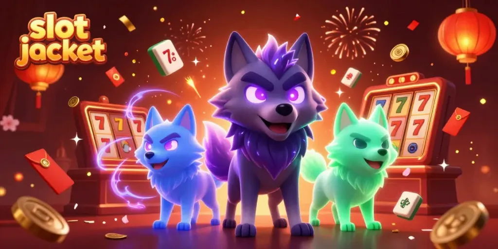 Experience the excitement of slot jackpot with colorful characters, coins, and festive elements.