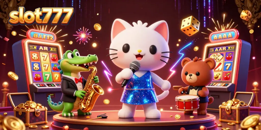 Mainkan slot777 di dunia casino dengan jackpot menarik dan karakter lucu di atas panggung.