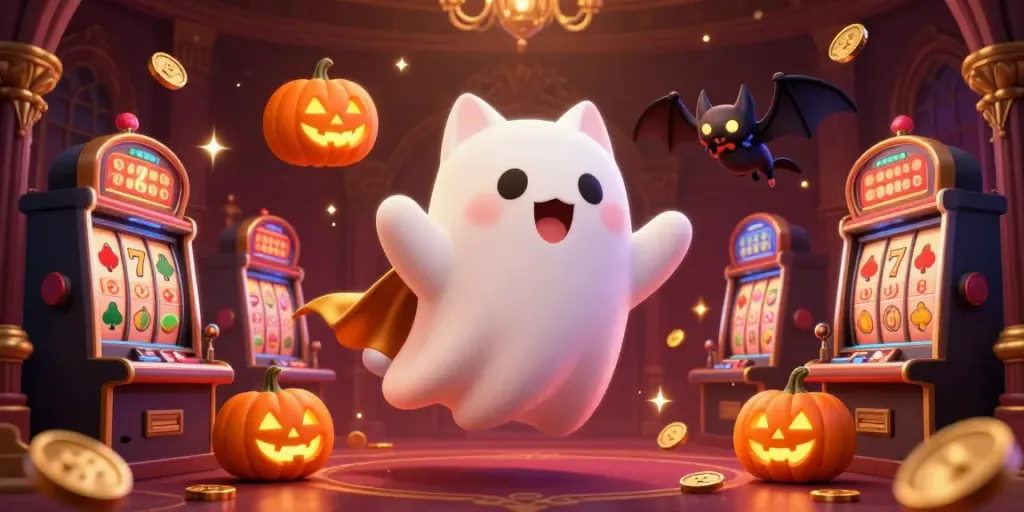 Menampilkan togel hk dalam ilustrasi yang menampilkan kucing hantu dan elemen kasino untuk mengundang keterlibatan permainan.
