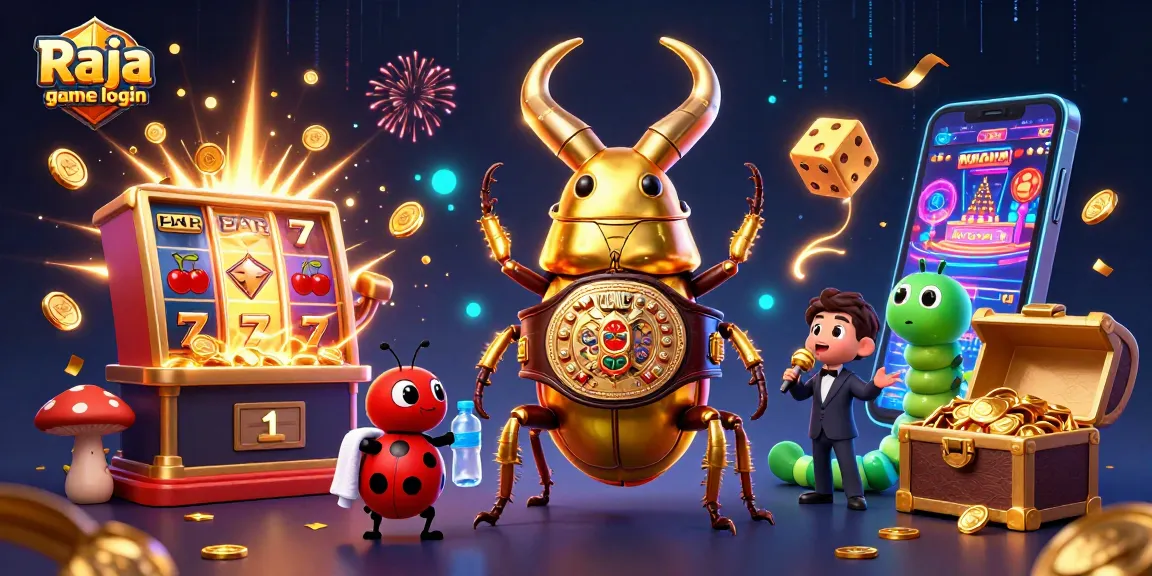 Join the excitement of Raja game login with a thrilling 3D casino showdown illustration.