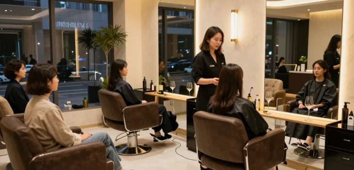 강남블랜딩의 고급스러운 인테리어와 개인 맞춤 서비스를 제공하는 모습