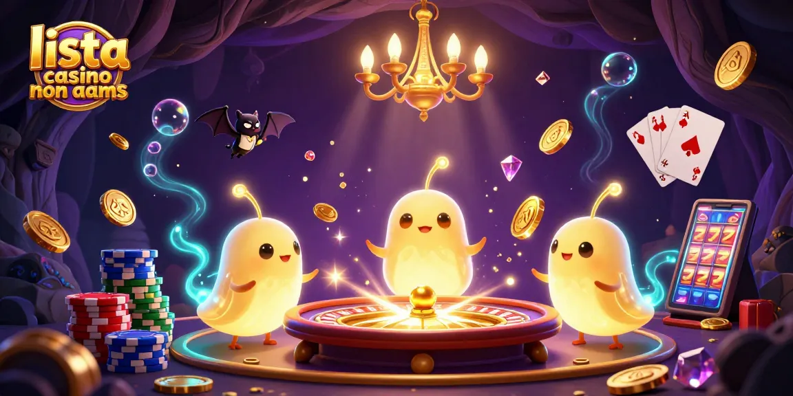 Scopri la lista casino non AAMS con un'illustrazione vibrante di un casinò incantato illuminato da lucciole.