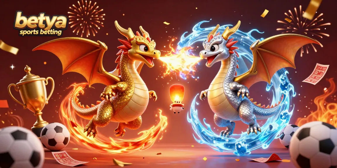 Experience thrilling betya sports betting action with dynamic dragons and vibrant sports elements.
