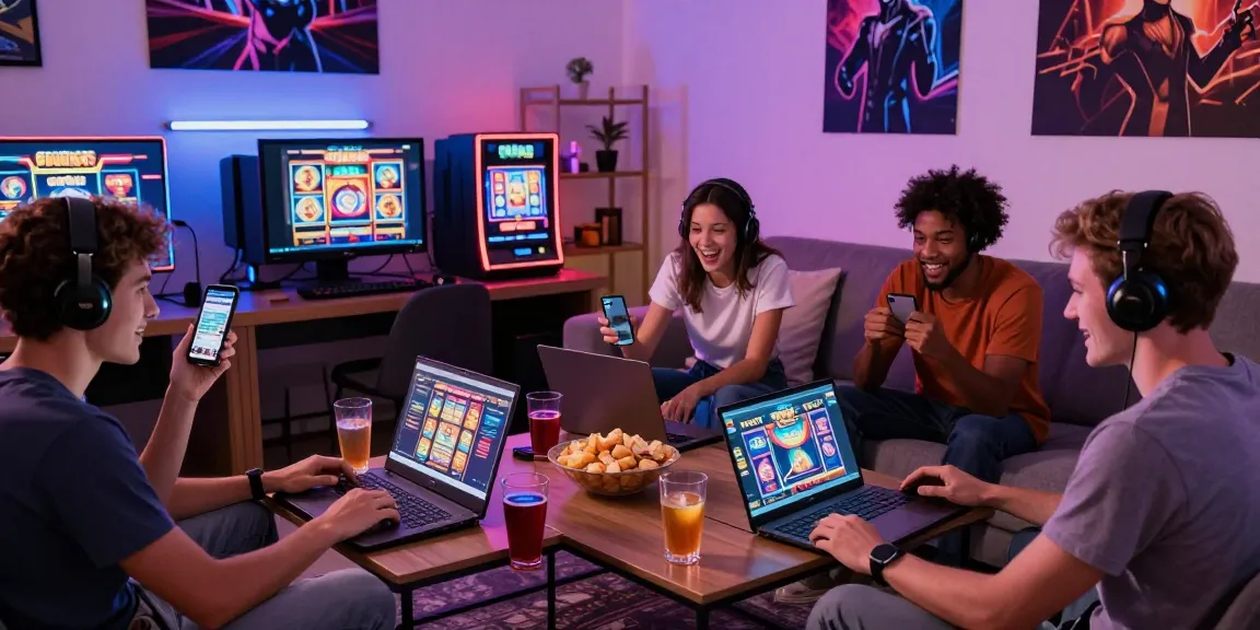 Engaged friends enjoying 鉅城娛樂 games in a lively home gaming setup.