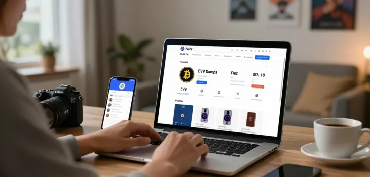 Online shopper exploring a secure fullz shop for high-quality CVV dumps.