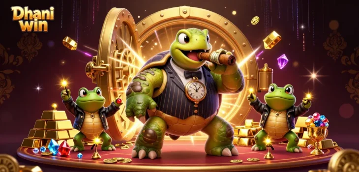 Experience the exciting Dhani win gaming environment with vibrant cartoon characters and dynamic casino elements.
