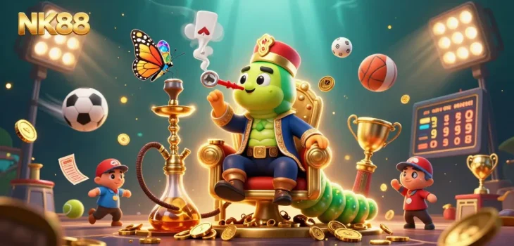 Experience thrilling casino action with NK88's vibrant gaming scene and characters.