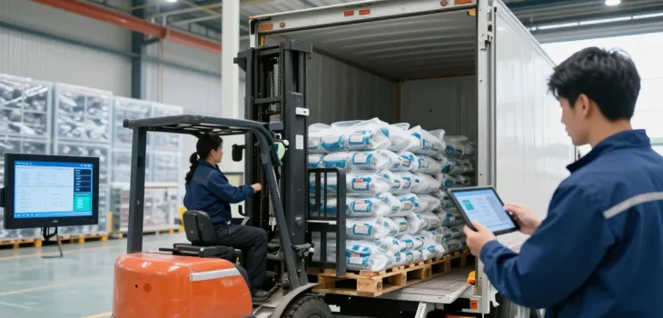 Tiefkühltransport Dortmund - Professioneller Kühltransporter mit überwachten Waren im modernen Logistikzentrum