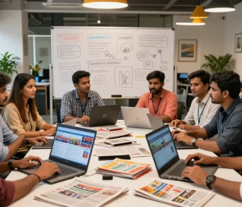 Dynamic news reporting at https://www.theindaily.com with journalists discussing the latest in Indian politics and culture.