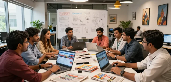 Dynamic news reporting at https://www.theindaily.com with journalists discussing the latest in Indian politics and culture.