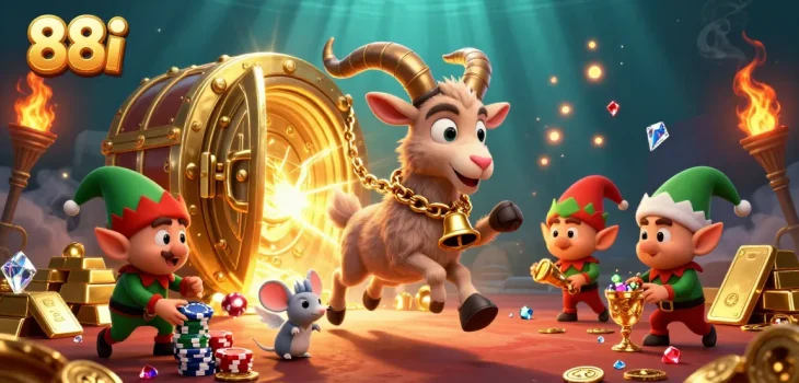 Engage in thrilling gameplay at 88i with festive characters in a vivid casino environment.