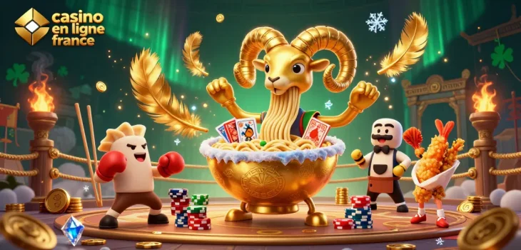 Illustrez l'excitation du jeu avec "casino en ligne France" en célébrant des personnages de casino innovants et colorés.