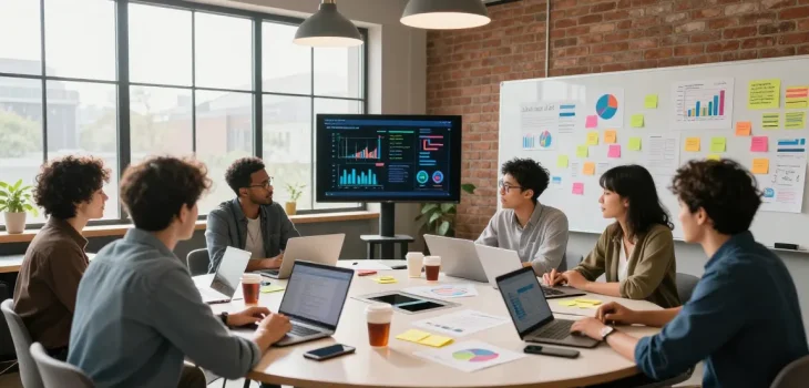 Team brainstorming in a modern office, enhancing productivity and inspiration - read more here.
