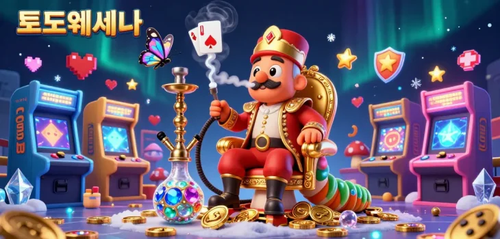 Engage with the vibrant 토토사이트 scene showcasing a whimsical caterpillar master in a Turkish outfit amidst dynamic casino game elements.