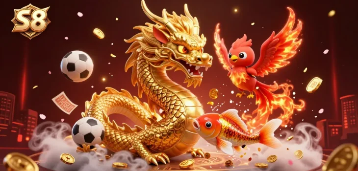 S8 players experience thrilling games with a golden dragon, phoenix, and koi fish amidst betting action.