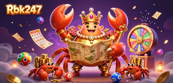 Experience exciting lottery draws with Rbk247 in a vibrant 3D casino setting.