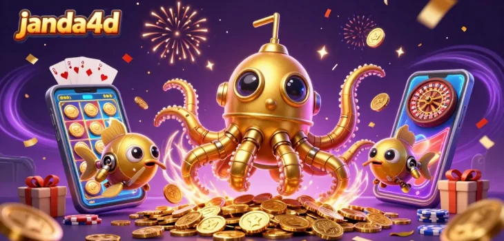 Janda4d menghadirkan permainan slot seru dengan karakter kraken berlapis emas yang memukau.
