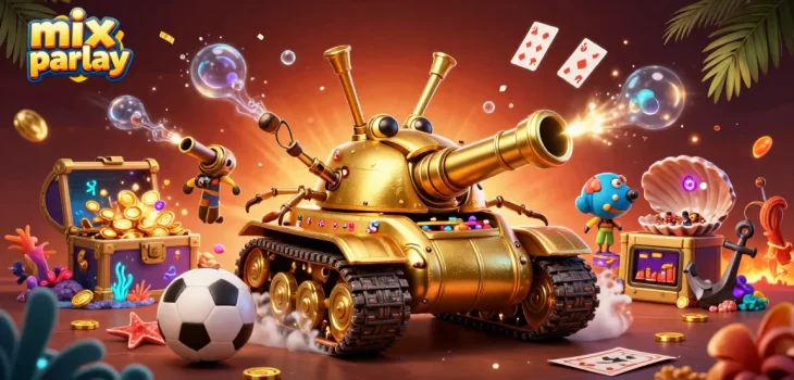 Engage with mix parlay through this vibrant illustration of a golden beetle tank casino adventure!