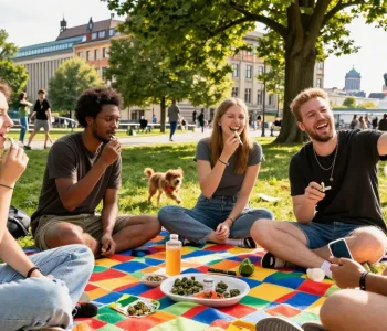 Is Weed Legal In Berlin? – Buying Weed In Berlin Guide scene showing friends enjoying cannabis products in a Berlin park.
